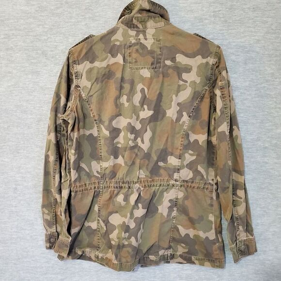 Mudd Shacket Womens Medium Brown Camo Military Denim Shirt Jacket - Picture 8 of 9